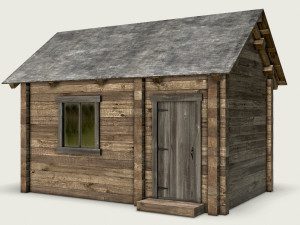 wooden log cabin 3D 模型