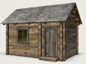 wooden log cabin 3D Model