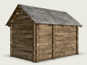 wooden log cabin 3D 模型