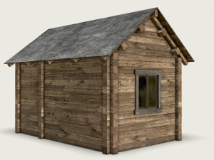 wooden log cabin 3D 模型