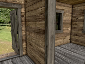 wooden log cabin 3D 模型