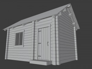 wooden log cabin 3D 模型