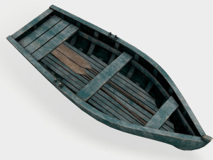 old rowing boat game asset 3D Model