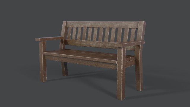 old bench painted worn Modello 3D .c4d .max .obj .3ds .fbx .stl .blend 