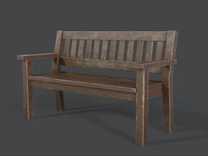 старая скамейка, покрашенная, изношенная 3D Модель