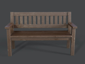 old bench painted worn Modello 3D
