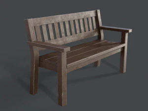 old bench painted worn 3D Model