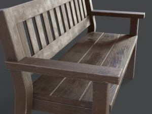 old bench painted worn Modello 3D