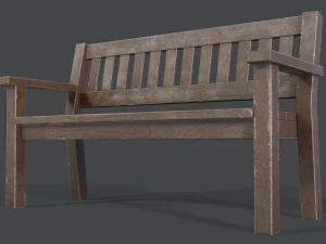 old bench painted worn 3D Model
