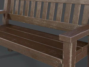 old bench painted worn 3D Model