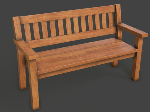 wooden bench Modèle 3D