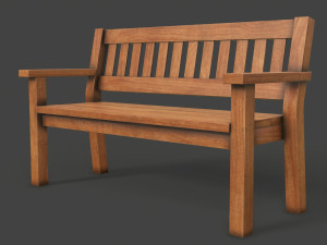 wooden bench Modèle 3D