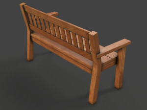 wooden bench Modèle 3D