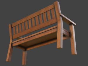 wooden bench Modèle 3D