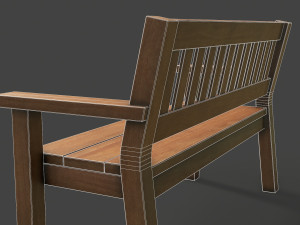 wooden bench Modèle 3D
