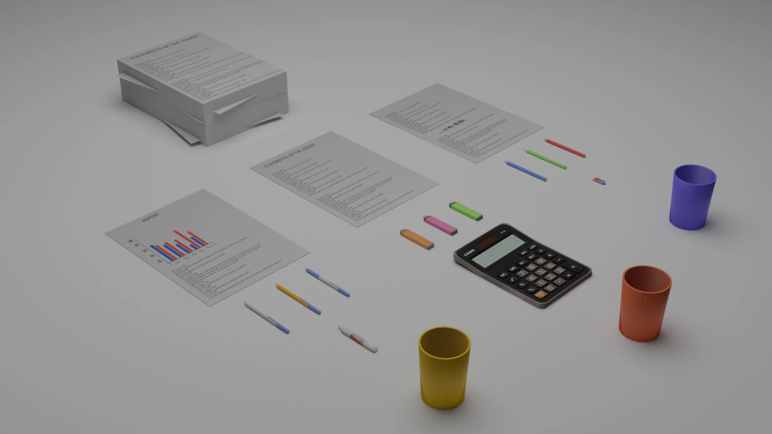 office supplies 3D Model .c4d .max .obj .3ds .fbx .stl .blend 