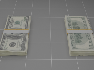 pack of bills-money-dollars 3D Model