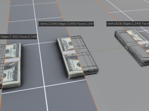 pack of bills-money-dollars 3D Model