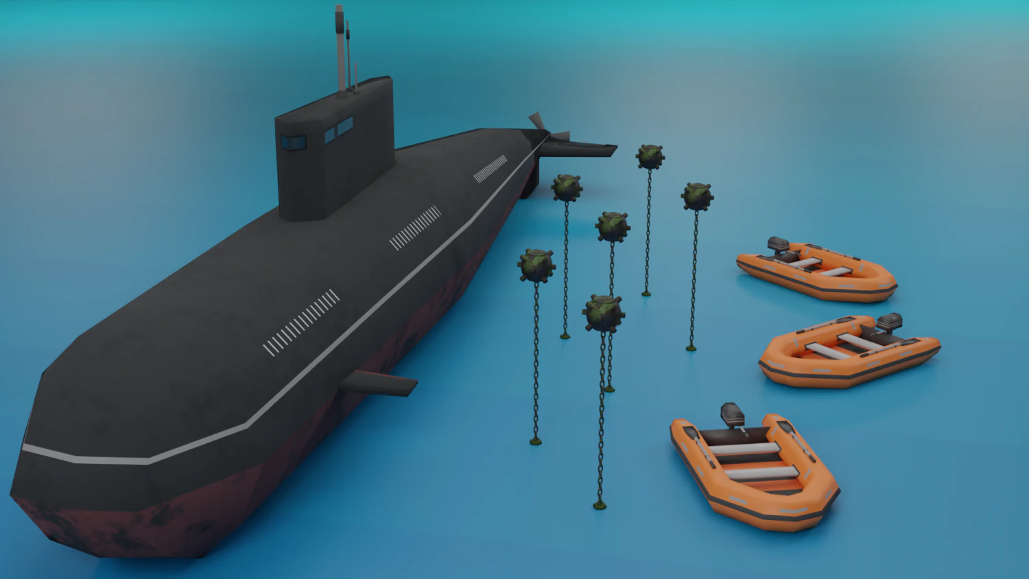 -water transport-marine equipment-deep sea mine-rescue boa-submarines- 3D Model .c4d .max .obj .3ds .fbx .stl .blend 