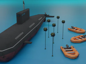 -water transport-marine equipment-deep sea mine-rescue boa-submarines- Modelo 3D