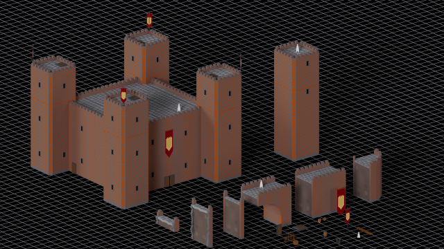 Low Poly Castle onstructor Model 3D .c4d .max .obj .3ds .fbx .stl .blend 