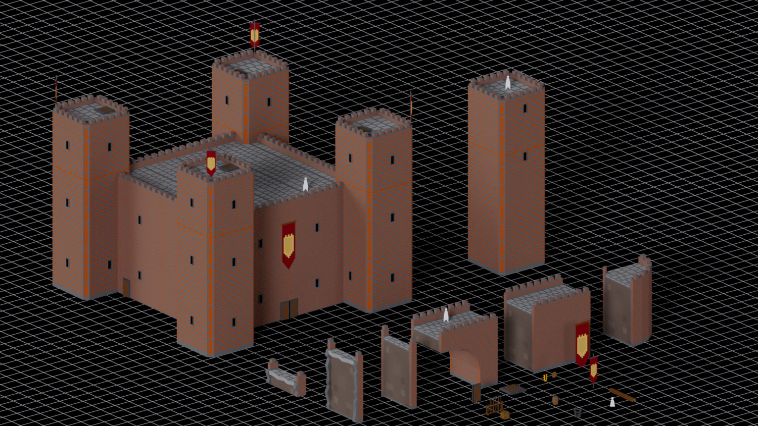 Constructor de castillos de baja poli Modelo 3D .c4d .max .obj .3ds .fbx .stl .blend 