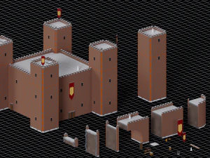 Constructor de castillos de baja poli Modelo 3D