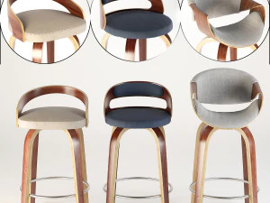 3 吧台旋转凳 - set01 3D 模型