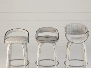 3 bar and counter swivel stool - set01 3D Model