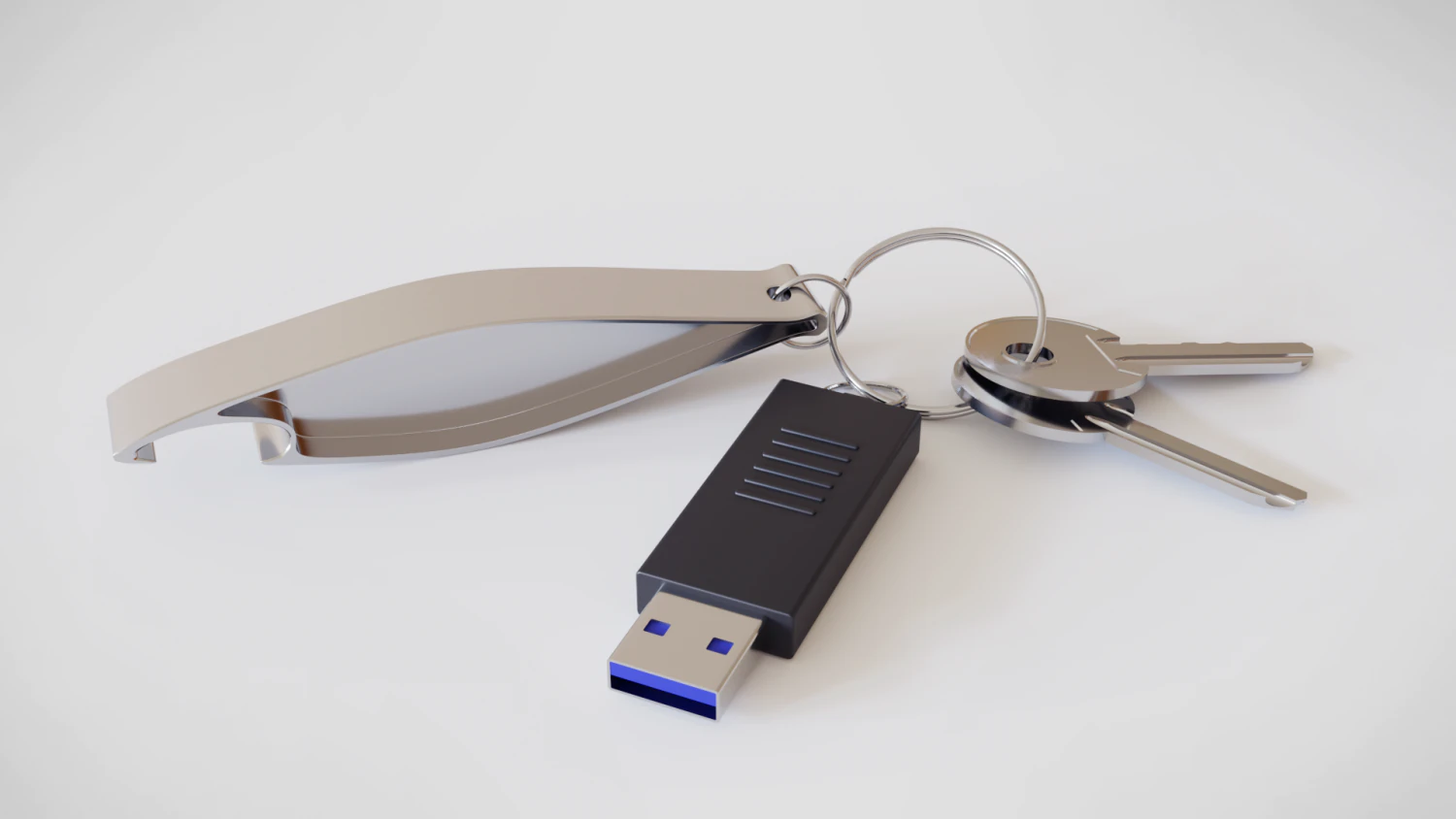realistic key set with usb and bottle opener 3D Model .c4d .max .obj .3ds .fbx .stl .blend 