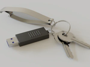 realistic key set with usb and bottle opener 3D Model