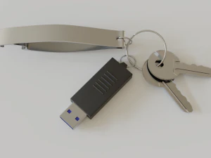 realistic key set with usb and bottle opener 3D Model