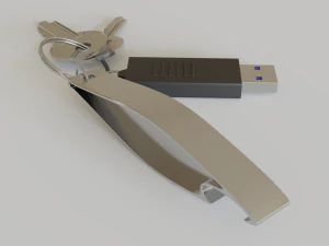 realistic key set with usb and bottle opener 3D Model