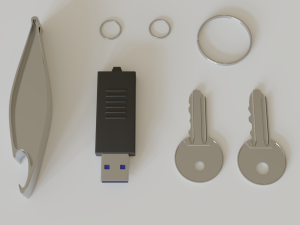 realistic key set with usb and bottle opener Modello 3D