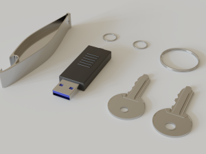 realistic key set with usb and bottle opener Modello 3D