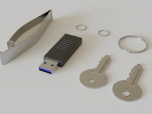 realistic key set with usb and bottle opener 3D Model