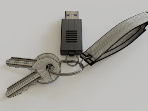 realistic key set with usb and bottle opener 3D Model