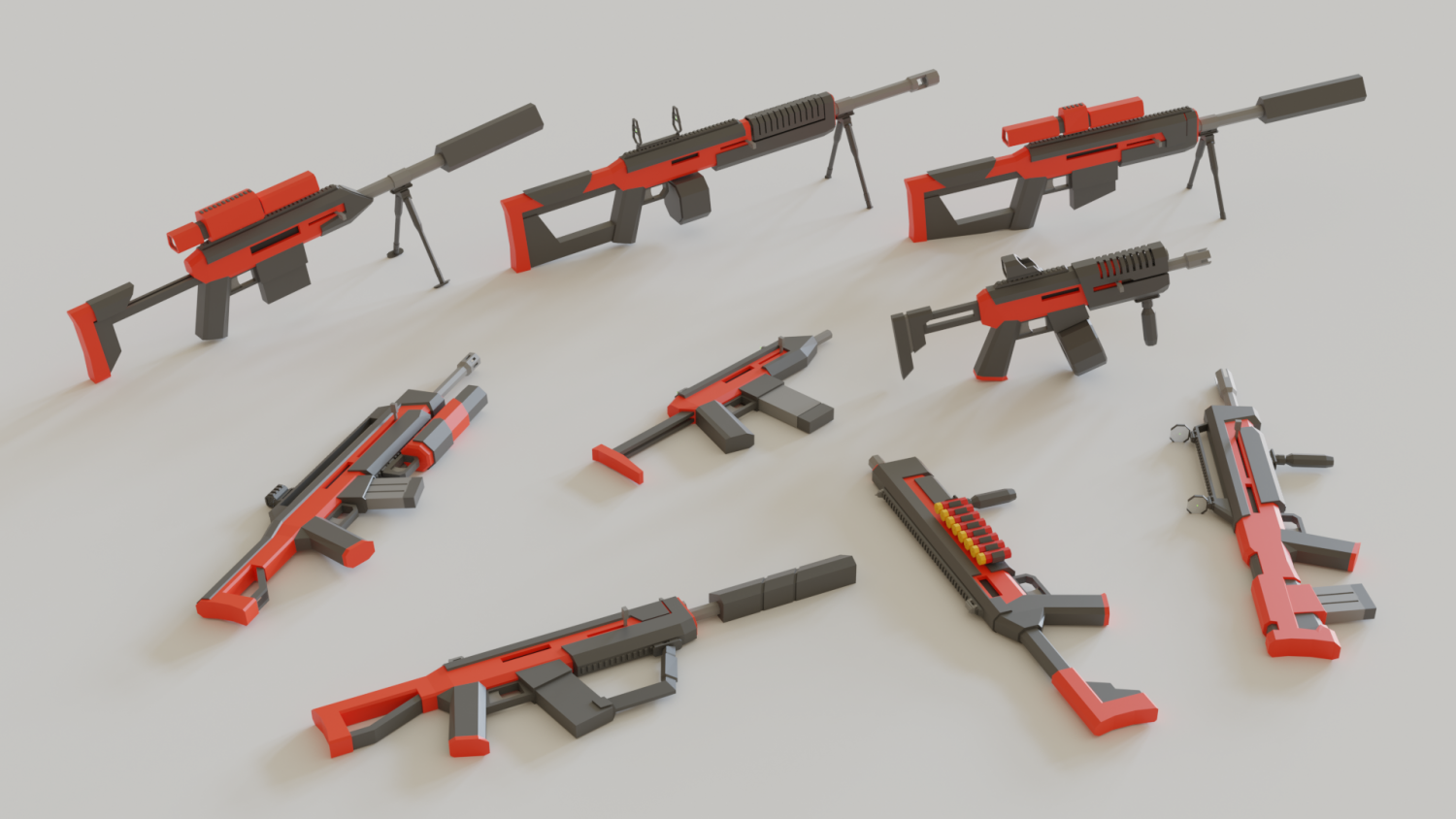 Pacote de armas de jogo (30 ativos, Low Poly) Modelo 3D $24 - .max .fbx  .obj - Free3D