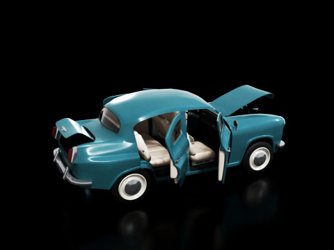 Car retro moskvich 402 3D 모델