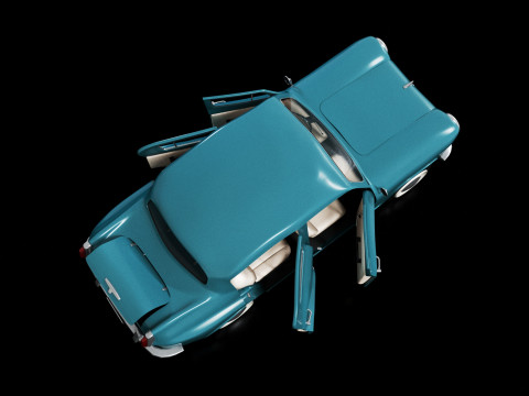 Car retro moskvich 402 3D 모델