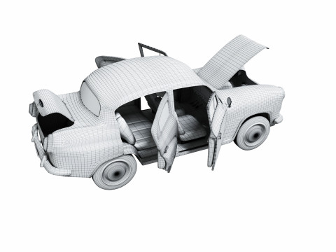 Car retro moskvich 402 3D 모델