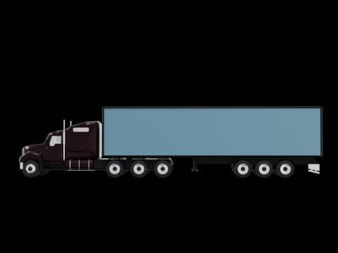 Truck with trailer Model 3D