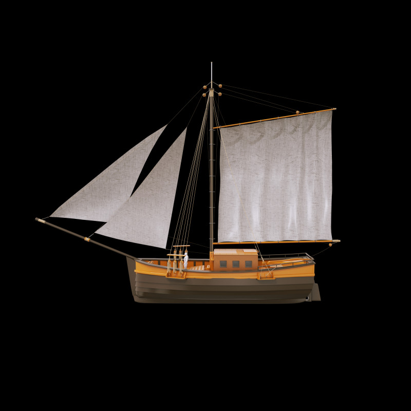 Ship Gaff sloop Modelo 3D .c4d .max .obj .3ds .fbx .stl .blend 