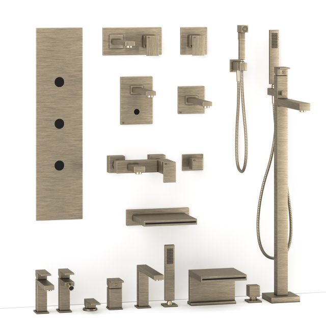 gessi rettangolo bathroom mixer collection Modelo 3D .c4d .max .obj .3ds .fbx .stl .blend 