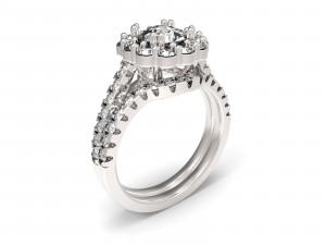 ring solitaire cushion set curve 3D प्रिंट मॉडल