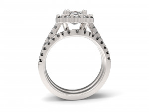 ring solitaire cushion set curve 3D प्रिंट मॉडल