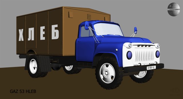 gaz 53 hleb Model 3D .c4d .max .obj .3ds .fbx .stl .blend 