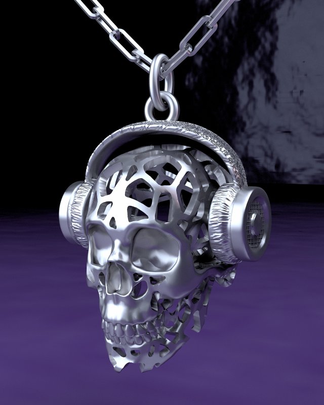pendant skull music lover Model Cetak 3D .c4d .max .obj .3ds .fbx .stl .blend