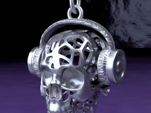 pendant skull music lover 3D Print Model