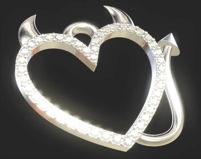 pendant diablo heart 3D Print Model .c4d .max .obj .3ds .fbx .stl .blend 